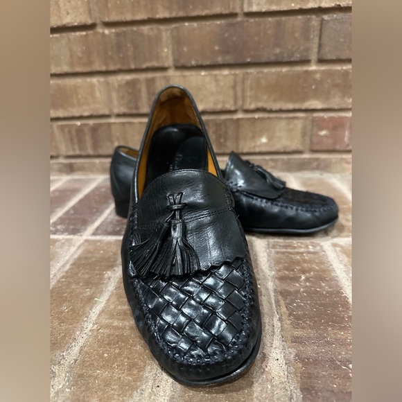 COLE HAAN Resort Black Woven Leather Tassel Loafers Men\'s Size 9 main image 5